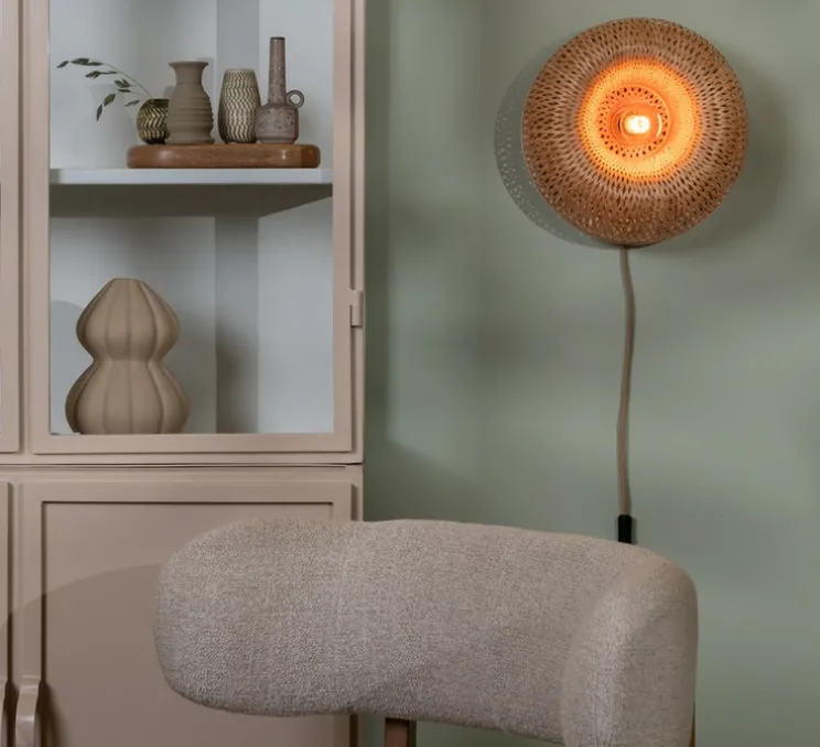 Applique murale, Barbados, naturel, Ø35cm, H35cm - Good&Mojo