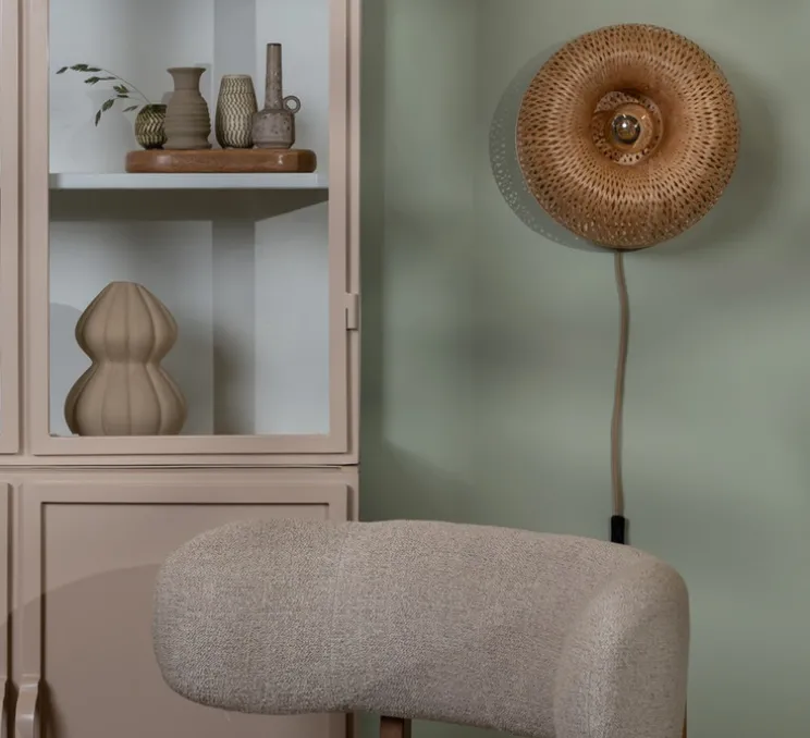 Applique murale, Barbados, naturel, Ø35cm, H35cm - Good&Mojo