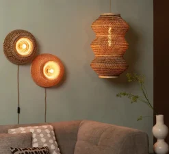 Applique murale, Barbados, naturel et marron, Ø35cm, H35cm - Good&Mojo