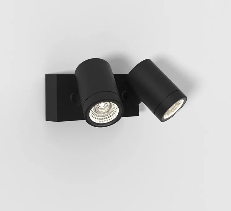 Applique murale, Bayville Twin Spot, noir mat, IP65, LED, dim, 3000K, 934 lm, L17cm, H10cm - Astro