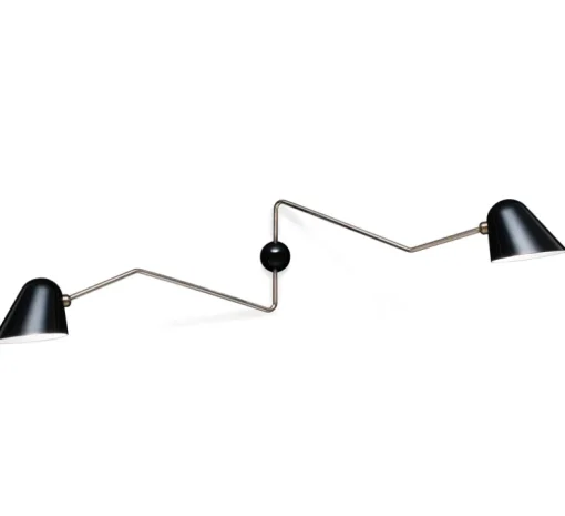 Applique murale, Beghina, noir brillant, laiton, L147cm, H39cm - Tato Italia