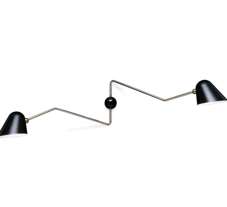 Applique murale, Beghina, noir brillant, laiton, L147cm, H39cm - Tato Italia