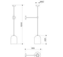 Applique murale, Belfry, Albâtre, laiton noir, Ø16cm, H22cm - Contain