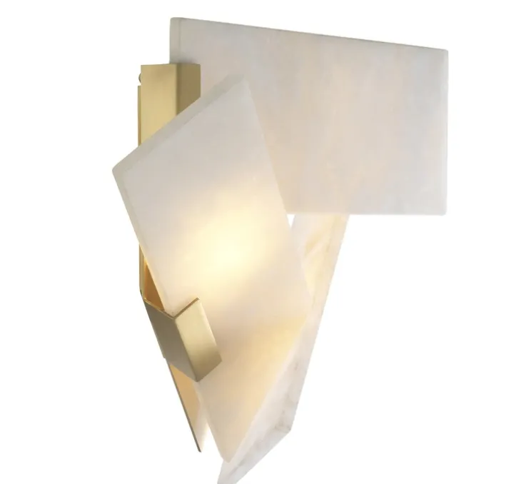 Applique murale, Bella Bianco, Albâtre, laiton antique, L40cm, H31cm - Eichholtz