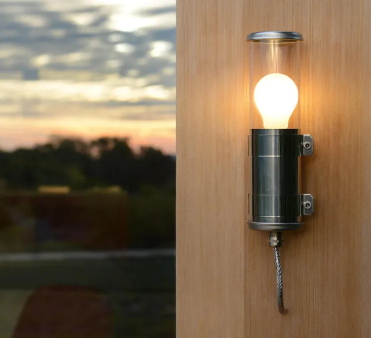 Applique murale, BENDZ, inox, verre claire, non-dimmable, 2700 K, LED, Ø7cm, H30cm, IP68 - SAMMODE