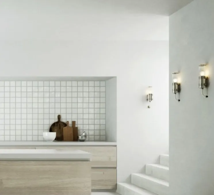 Applique murale, BENDZ, inox, verre claire, non-dimmable, 2700 K, LED, Ø7cm, H30cm, IP68 - SAMMODE