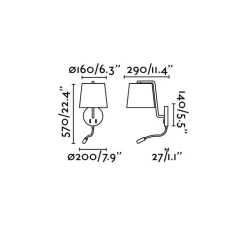 Applique murale, Berni, liseuse, nickel mat, LED, 3000K, 200lm, L20cm, H57cm - FARO