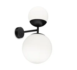 Applique murale, Biba, noir mat, verre blanc, LED, 2700K, 1276lm, L20cm, H39cm - Tato Italia
