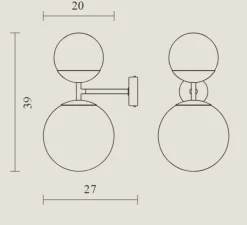 Applique murale, Biba, noir mat, verre blanc, LED, 2700K, 1276lm, L20cm, H39cm - Tato Italia