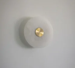 Applique murale, Bide 450, laiton brossé, IP65, LED, dim, 2700K, lm, Ø45cm, H45cm - bert frank