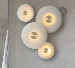 Applique murale, Bide, Albâtre, Laiton brossé, IP65, LED, 2700K, lm, L28cm, H28cm - Bert Frank