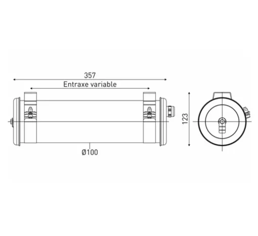 Applique murale, Bloc autonome de sécurité Coulomb, aluminium, IP68, LED, 4000K, 45 lm, L35,7cm, H12,3cm - Sammode