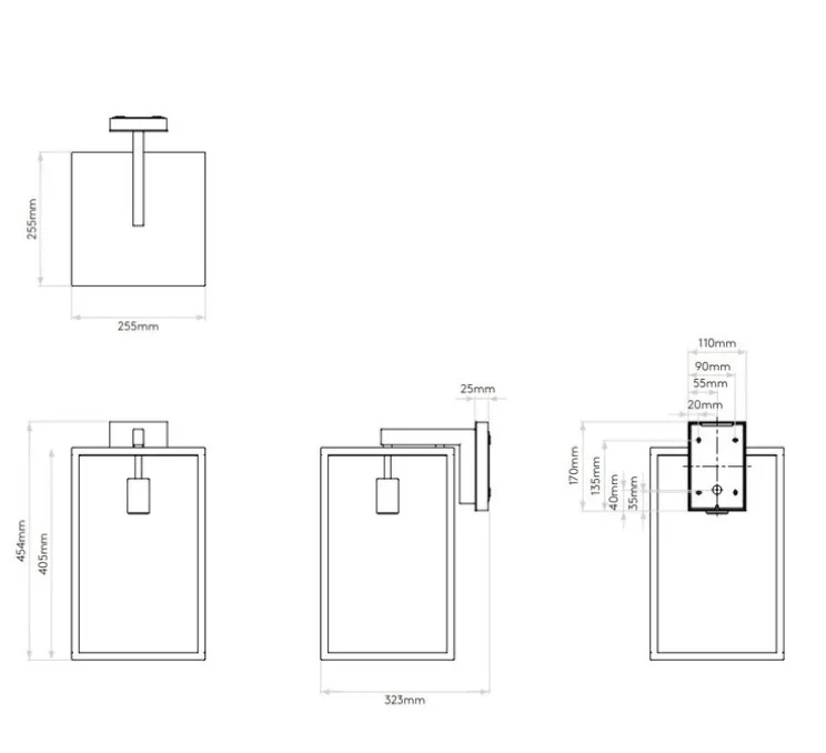 Applique murale, Box Lantern 450, noir, IP23, L25cm, H45cm - Astro Lighting