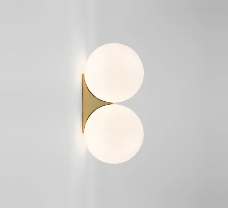Applique murale, Brass Architecturale Double Sconce, blanc et laiton, 2800K, 810lm, Ø15cm, H30,4cm - Anastassiades Studio