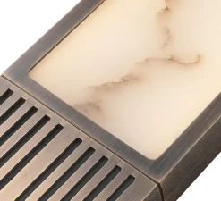 Applique murale, Braun, Albâtre veines marron, Bronze patiné, IP44, LED, dim, 2700K, 700 lm, L9,4cm, H65cm - Entrelacs