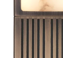 Applique murale, Braun, Albâtre veines marron, Bronze patiné, IP44, LED, dim, 2700K, 700 lm, L9,4cm, H65cm - Entrelacs