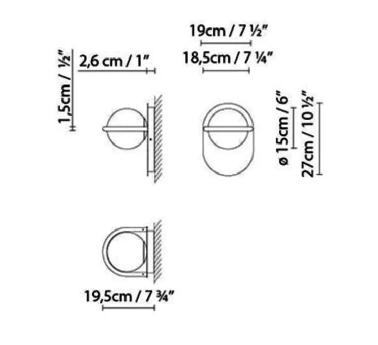 Applique murale, C ball W1, laiton, Ø19cm, H27cm - Blux