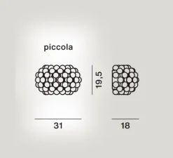 Applique murale, Caboche Plus piccola R7s, gris, L31cm, H19,5cm - Foscarini