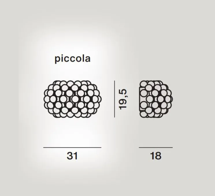 Applique murale, Caboche Plus piccola R7s, gris, L31cm, H19,5cm - Foscarini