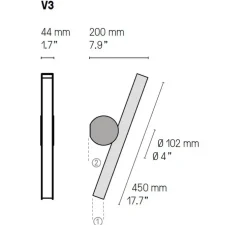 Applique murale, Calée V3, laiton satiné, LED, 960lm, 2700km, H45cm, L13,2cm - CVL
