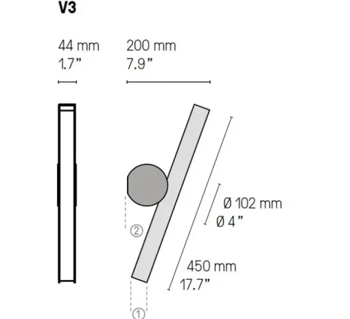 Applique murale, Calée V3, laiton satiné, LED, 960lm, 2700km, H45cm, L13,2cm - CVL
