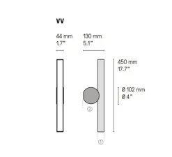 Applique murale, Calée VV, nickel satiné, graphite satiné, IP44, LED, 3000K, 880lm, L4,4cm, H45cm - Cvl