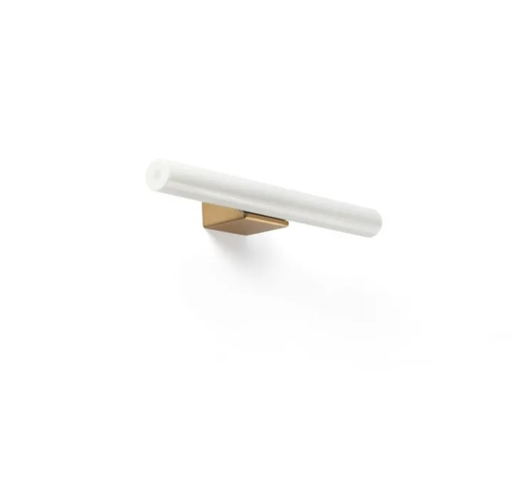 Applique murale, Calma, or brossé, verre opalin, LED, IP44, 2700K, 430lm, L30cm, P8cm - Faro