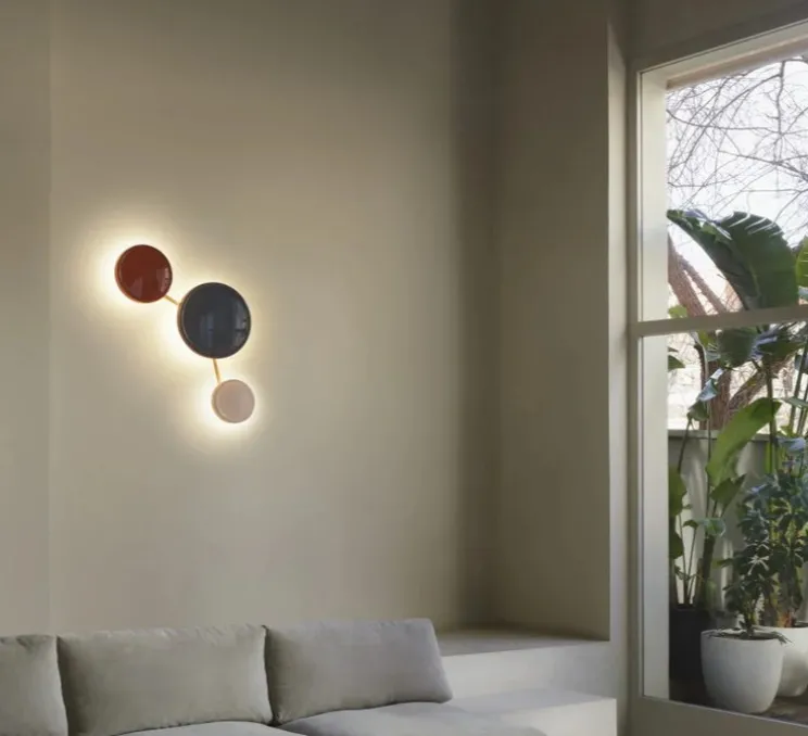 Applique murale, Caramel 22/28/38, Bleu, opale et terracotta, LED, dim, 2700K, 1146-1528 lm, Ø38cm, H83,2cm - Marset