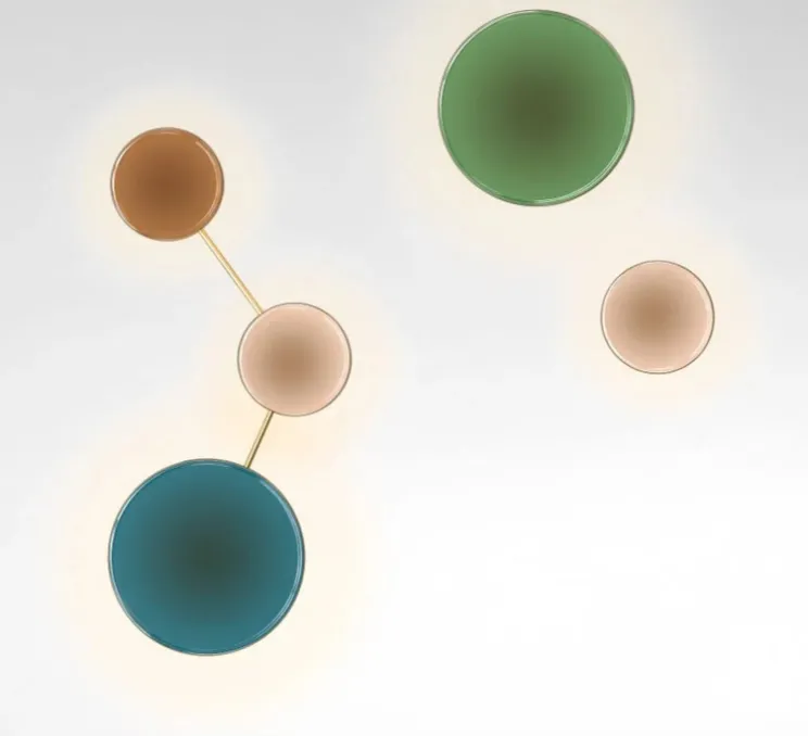 Applique murale, Caramel 22/28/38, Bleu, opale et terracotta, LED, dim, 2700K, 1146-1528 lm, Ø38cm, H83,2cm - Marset