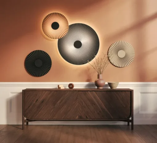 Applique murale, Carmen M 90cm, gris ardoise, LED, 2700K, 746 lm, Ø90cm, H90cm - Hartô