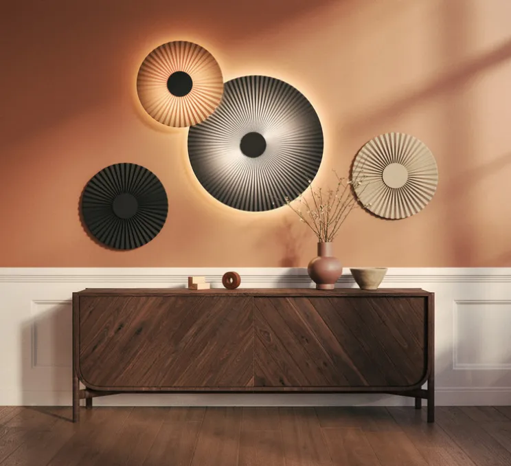 Applique murale, Carmen M 90cm, gris ardoise, LED, 2700K, 746 lm, Ø90cm, H90cm - Hartô