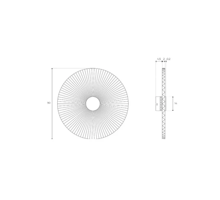 Applique murale, Carmen M 90cm, gris ardoise, LED, 2700K, 746 lm, Ø90cm, H90cm - Hartô