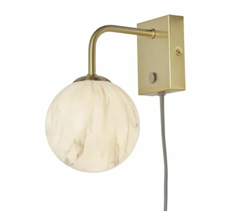 Applique murale, Carrara, Finition Marbre blanc, laiton, Ø18cm, H20cm - It's about Romi