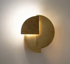 Applique murale, Celest XL Gold, laiton, brossé, martelé et ciré, LED, 2700k, 210 lm, L28cm, H31cm - Ombre Portée