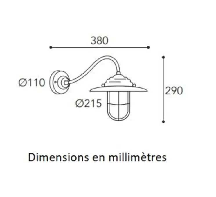 Applique murale, Chalet 140, laiton vieilli, IP44, L38cm, H29cm - Moretti Luce