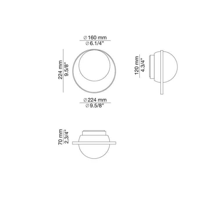 Applique murale, Circ A-3722, or, LED, dim, 2700K, 730 lm, Ø22,4cm, H13,8cm - Estiluz