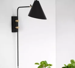 Applique murale, Club, noir et laiton, H54cm, L22cm - House Doctor