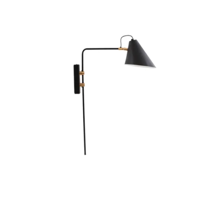 Applique murale, Club, noir et laiton, H54cm, L22cm - House Doctor
