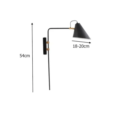Applique murale, Club, noir et laiton, H54cm, L22cm - House Doctor