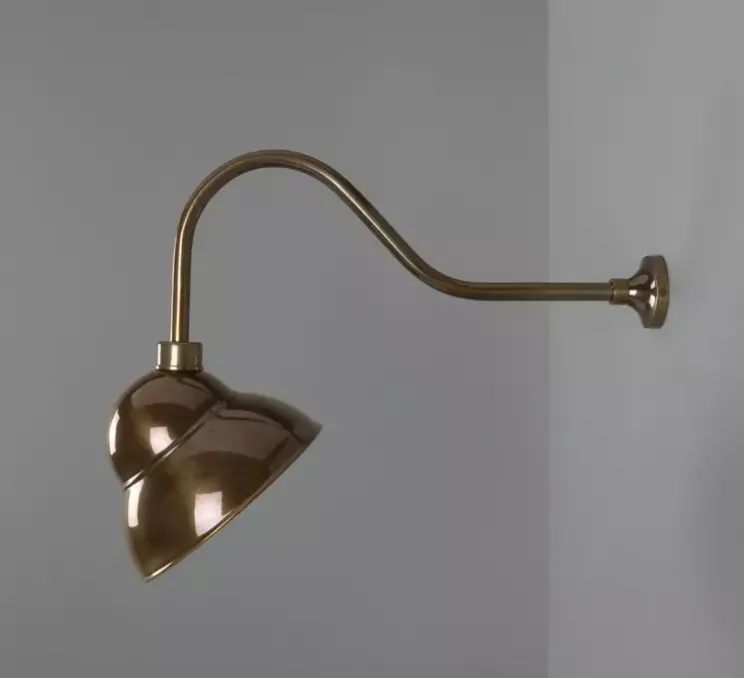 Applique murale, col de cygne Novo, laiton antique, IP23, L24cm, H47cm - Mullan Lighting