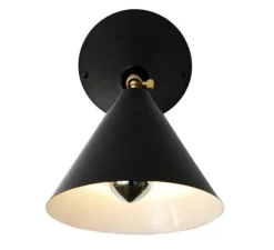 Applique murale, Cone, noir, intérieur blanc, Ø16cm, L20,5cm - Atelier Areti