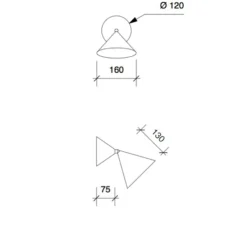 Applique murale, Cone, noir, intérieur blanc, Ø16cm, L20,5cm - Atelier Areti