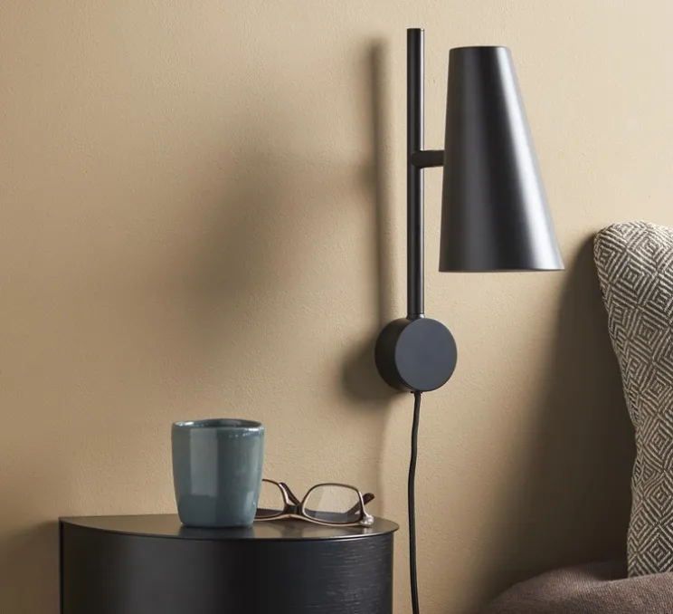 Applique murale, Cono, noir, Ø17cm, H33,3cm - WOUD