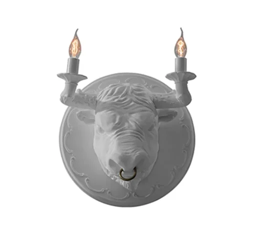 Applique murale, Corrado, Taureau, blanc mat, L40cm, H40cm - Karman