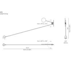 Applique murale, Counterbalance D73N, noir, LED, 2700K, 800lm, L191,6cm, H76,2cm - Luceplan