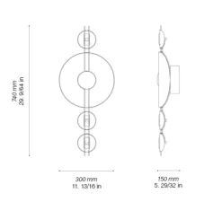 Applique murale, Cropcircle, laiton martelé, brossé et ciré, L30cm, H74cm - Ombre portée