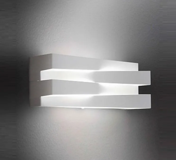 Applique murale, Cross, blanc, métal, verre, LED, 3000K, 2340lm, L30cm, H11,5cm - Panzeri