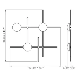 Applique murale, Crosshatch C/W L, noir, LED, dim, 2700K, 1800 lm, L108,6cm, H110,9cm - B.lux