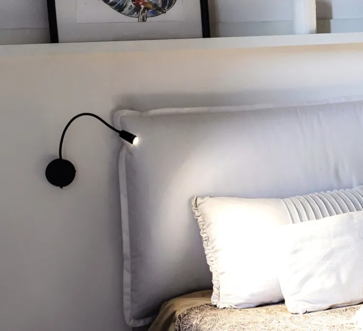Applique murale, D02, noir mat, avec lentille, LED, dim, 2700K, 350 lm, Ø10cm, H45cm - OliveLab