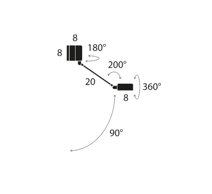 Applique murale, Daphine Parete 20 Led, Noir soft touch, LED, 2700K, 410 lm, L20cm, H8cm - Lumina